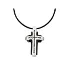 Mens 1/5 Ct. T.w. Color-enhanced Black Diamond Stainless Steel Cross Pendant