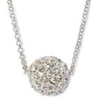 Monet Silver-tone Crystal Fireball Pendant Necklace