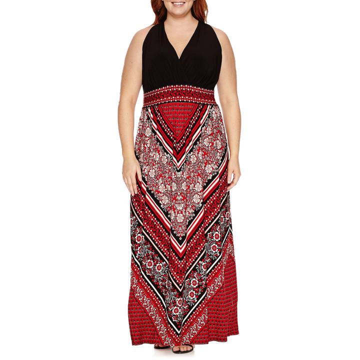 London Times Sleeveless Maxi Dress-plus