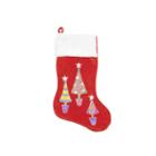 20 Red Embroidered Velveteen Christmas Tree Stocking With White Faux Fur Cuff