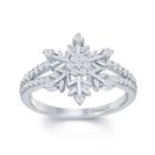 Enchanted Disney Fine Jewelry 1/4 C.t.t.w. Diamond Frozen Snowflake Ring In Sterling Silver