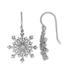 Cubic Zirconia Snowflake Sterling Silver Drop Earrings