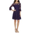 Danny & Nicole 3/4 Sleeve Lace Floral Fit & Flare Dress