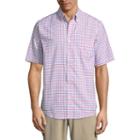 St. John's Bay Short Sleeve Checked Button-front Shirt-slim
