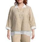 Alfred Dunner Scottsdale Lace Layered Blouse - Plus