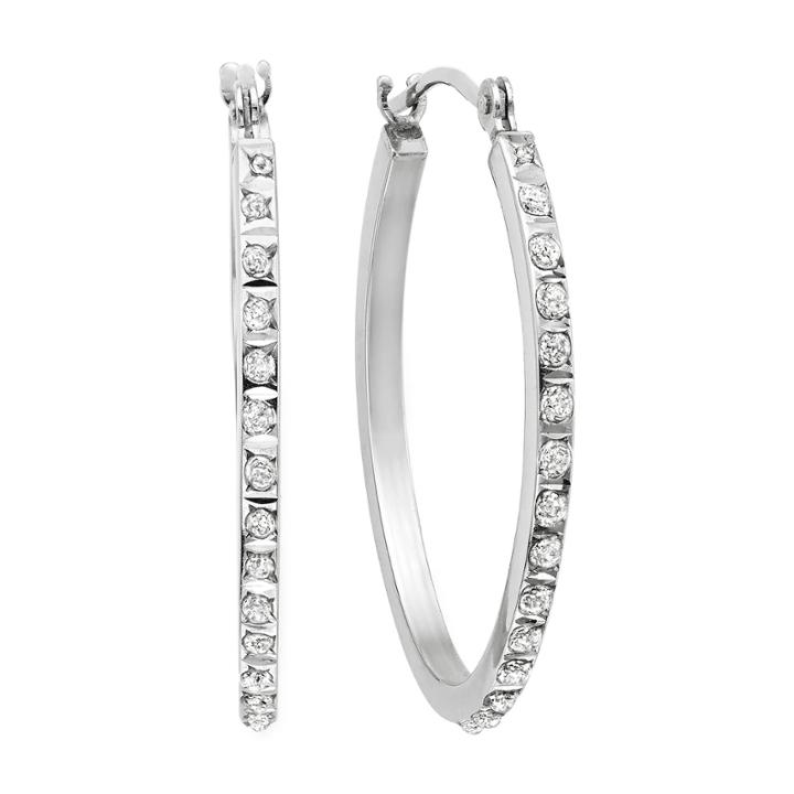 Diamond Fascination&trade; 14k Gold Oval Hoop Earrings