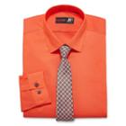 Jf Jferrar Easy-care Long Sleeve Dress Shirt And Tie Set