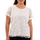 Worthington Short-sleeve Burnout Blouse - Plus