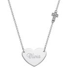 Personalized Womens Diamond Accent White Diamond Sterling Silver Heart Pendant Necklace