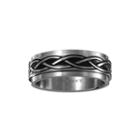 Mens 7.5mm Two-tone Stainless Steel Weave Wedding Band