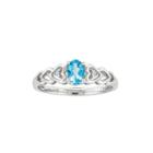 Womens Diamond Accent Blue Topaz Sterling Silver Delicate Ring
