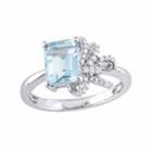Laura Ashley Womens Genuine Blue Topaz Sterling Silver Cocktail Ring