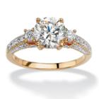 Diamonart Womens 2 1/3 Ct. T.w. Round White Cubic Zirconia 14k Gold Over Silver Engagement Ring