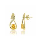 Genuine Citrine & Lab Created White Sapphire 14k Gold Over Silver Earrings