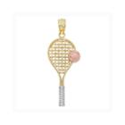 14k Tri-color Gold Tennis Racquet Charm Pendant