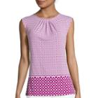 Liz Claiborne Sleeveless Pleated Neck Print Knit Top
