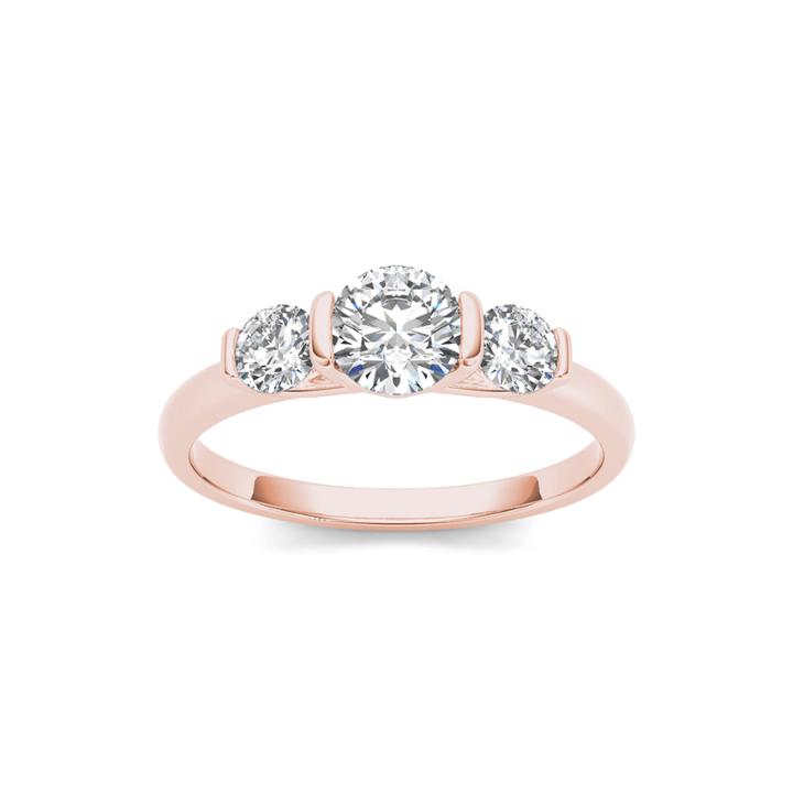 1 1/4 Ct. T.w. Diamond 14k Rose Gold 3-stone Engagement Ring