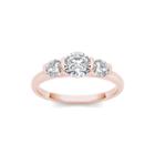 1 1/4 Ct. T.w. Diamond 14k Rose Gold 3-stone Engagement Ring