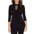 Bold Elements Long Sleeve Mock Neck Knit Blouse