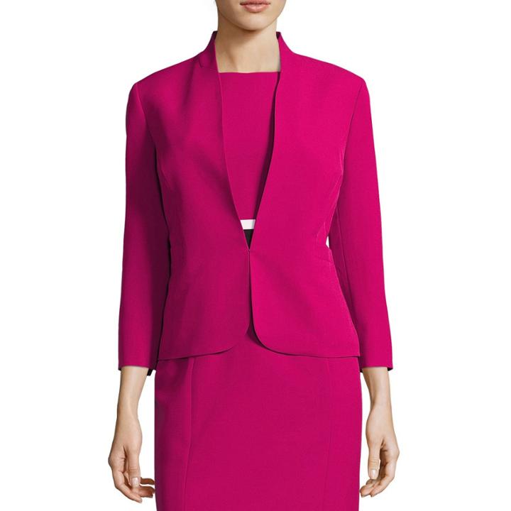 Black Label By Evan-picone Notch Collar Open Front Suit Jacket