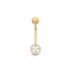 10k Yellow Gold Cubic Zirconia 6.25mm Round Belly Ring