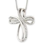 Sterling Silver 1/10 Ct. T.w. Diamond Cross Pendant Necklace