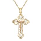 Infinite Gold&trade; 14k Tri-tone Gold Crucifix Cross Pendant Necklace