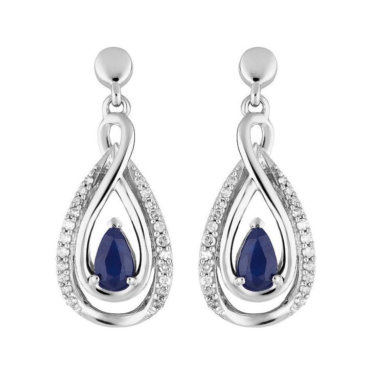 1/7 Ct. T.w. Genuine Blue Sapphire 10k White Gold Pear Drop Earrings