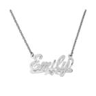Personalized 21x36mm Diamond-cut Scroll Name Necklace