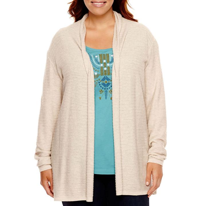St. John's Bay Long-sleeve Flyaway Cardigan - Plus