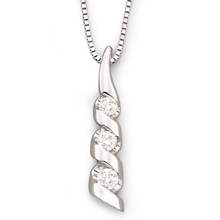 Sirena 1/8 Ct. T.w. Diamond 14k White Gold 3-stone Pendant Necklace