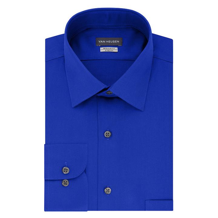 Van Heusen No- Iron Lux Sateen Stretch Long-sleeve Dress Shirt