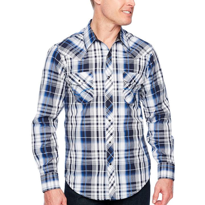 Ely 1878 Long Sleeve Textured Plaid With Contrast Stitch
