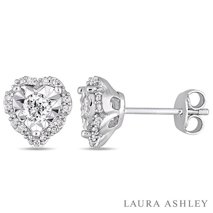 Laura Ashley 1/3 Ct. T.w. Genuine White Diamond 8.6mm Stud Earrings