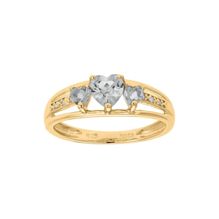 Genuine White Topaz And Diamond-accent 3-stone Heart Ring