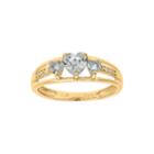 Genuine White Topaz And Diamond-accent 3-stone Heart Ring