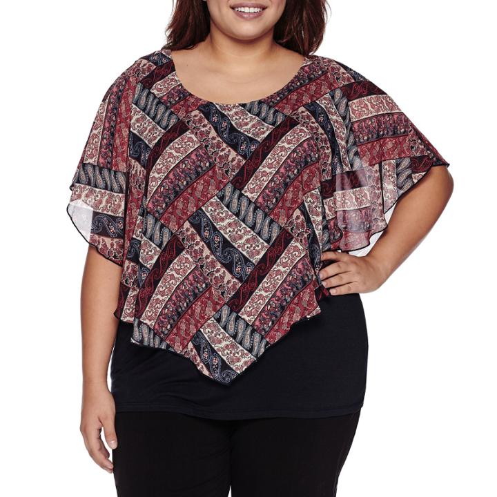Alyx Short Sleeve V Neck Popover Blouse-plus