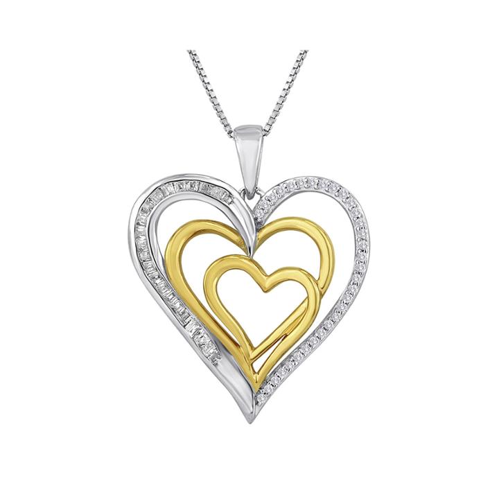 Forevermine 1/4 Ct. T.w. Diamond 14k Rose Gold Over Sterling Silver Heart Necklace