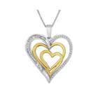 Forevermine 1/4 Ct. T.w. Diamond 14k Rose Gold Over Sterling Silver Heart Necklace