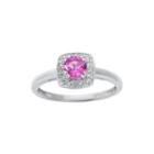 Lab-created Pink Sapphire And Genuine White Topaz Sterling Silver Ring