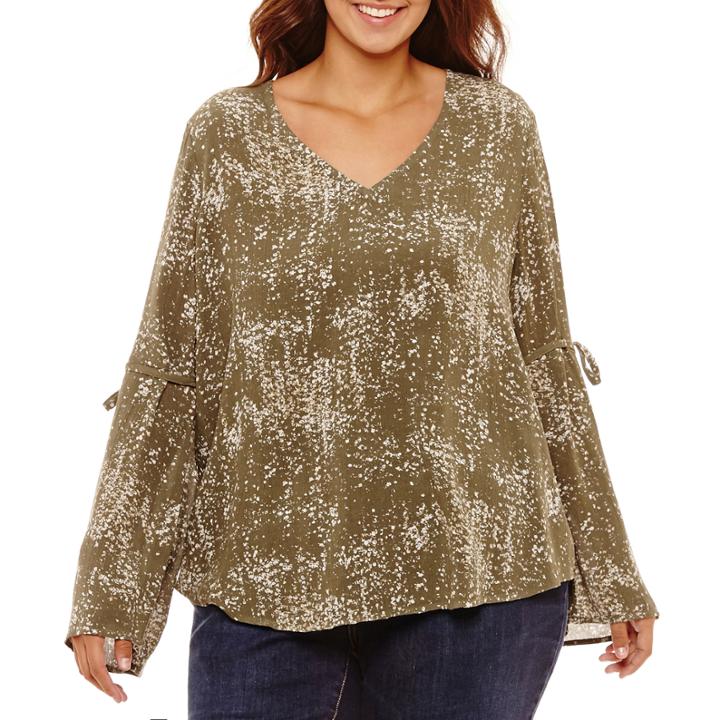 A.n.a Long Sleeve Pattern Blouse-plus
