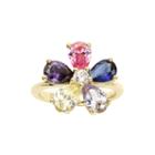 City X City Multicolor Cubic Zirconia Flower Gold-tone Silver-plated Brass Ring