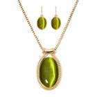 Mixit&trade; Simulated Olive Cat's Eye Oval Earring And Pendant Necklace Set