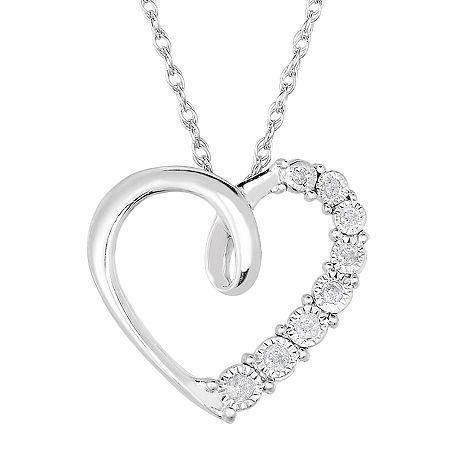 Trumiracle 1/10 Ct. T.w. Diamond Sterling Silver Heart Pendant Necklace