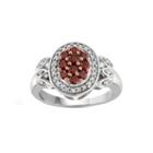 1/2 Ct. T.w. White & Color-enhanced Red Diamond Sterling Silver Ring