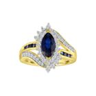 Womens Lab Created Blue Sapphire Gold Over Silver Cocktail Ring