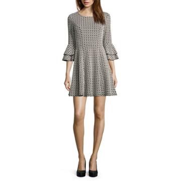 My Michelle 3/4 Sleeve Fit & Flare Dress-juniors
