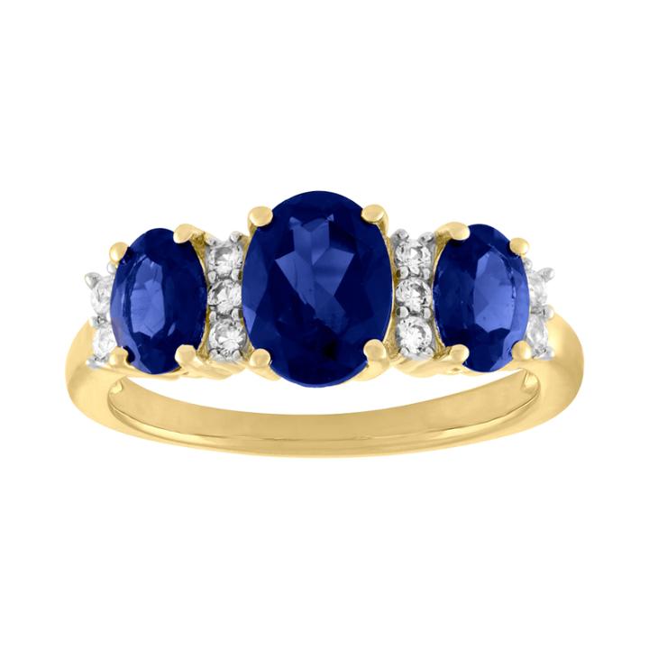 Womens Black Sapphire Gold Over Silver Cocktail Ring