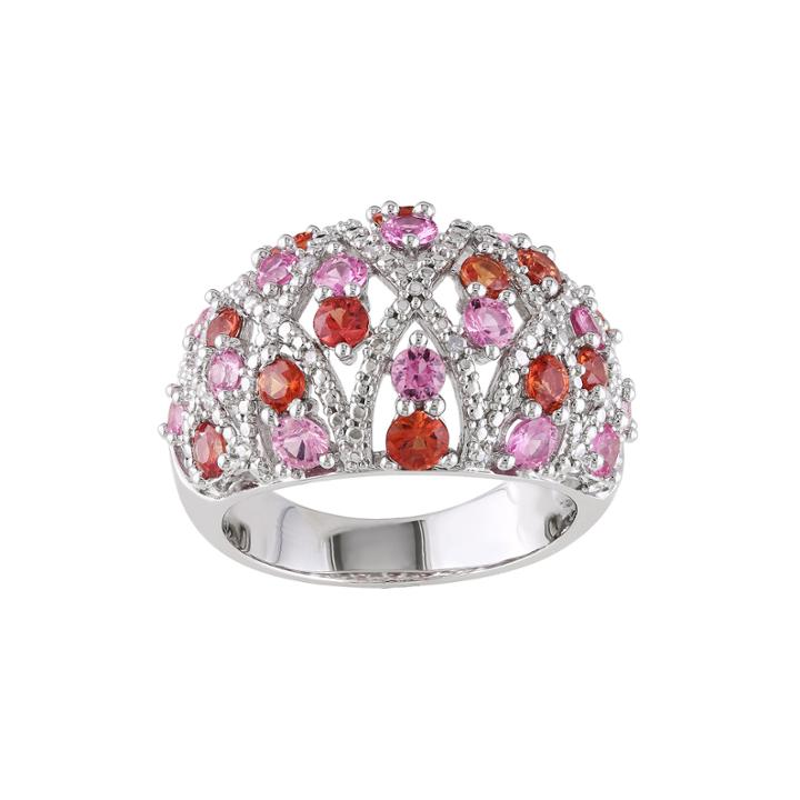 Genuine Pink And Orange Sapphire And 1/10 Ct. T.w. Diamond Ring