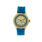 Womens Crystal Accent Blue Silicone Bracelet Watch